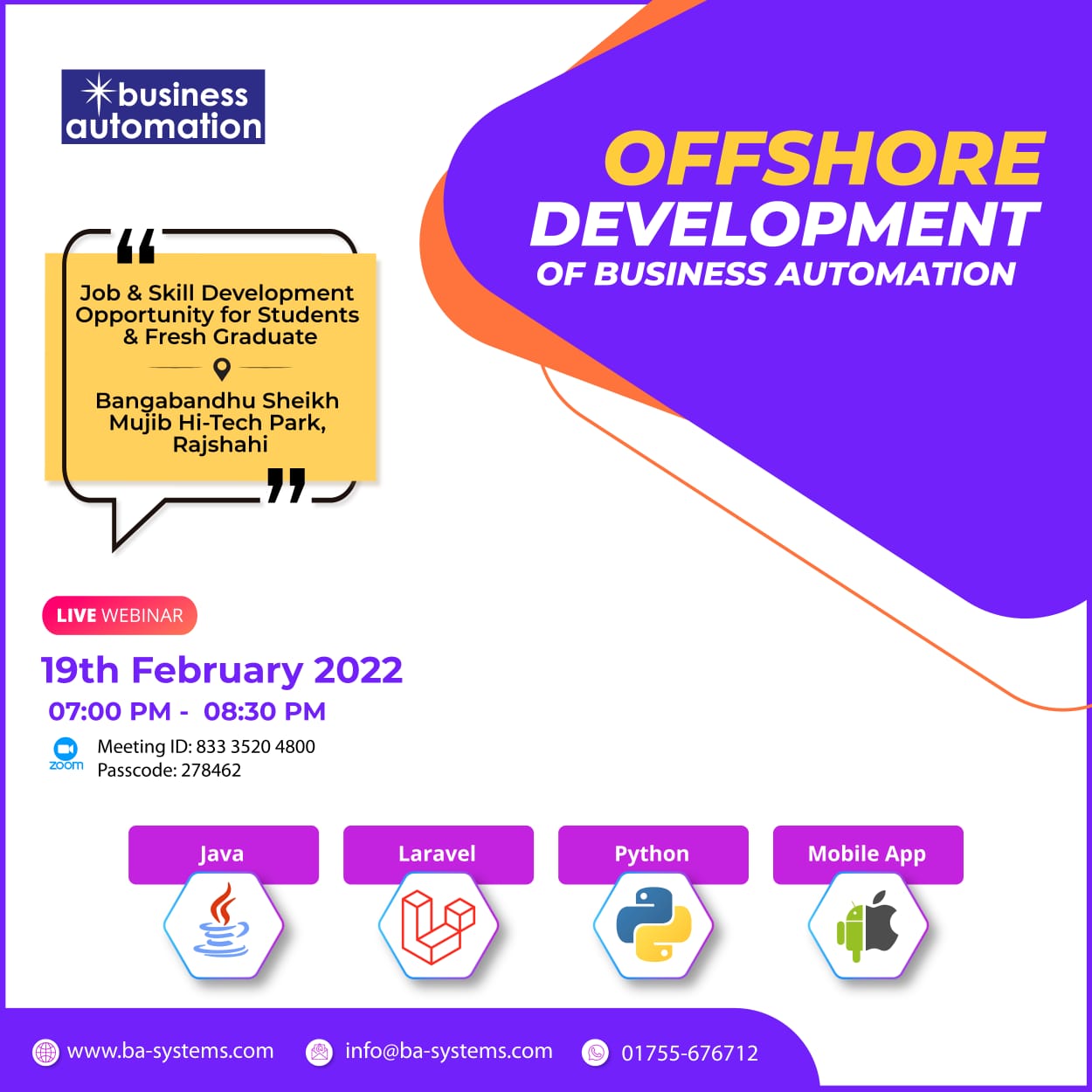Webinar on Offshore Development of Business Automation (BA)